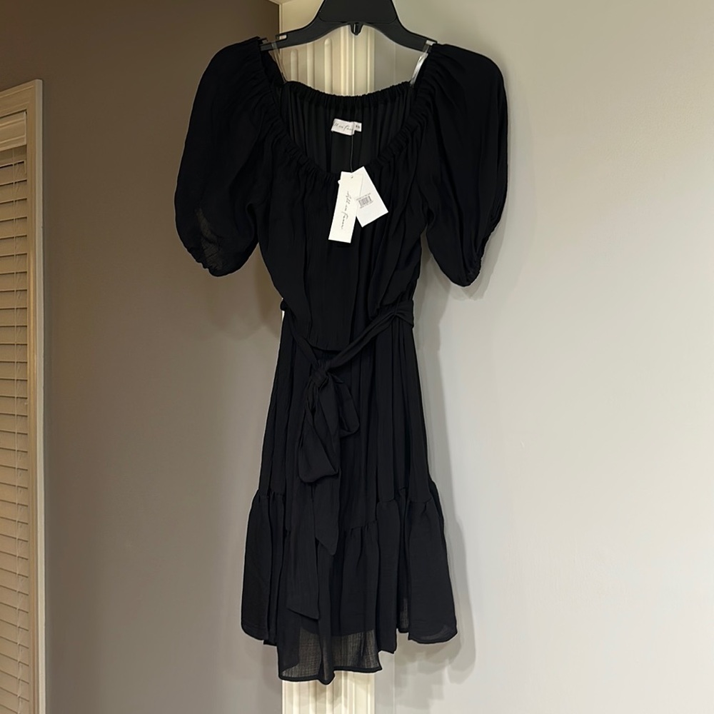 nordstrom black mini dress with front tie size medium